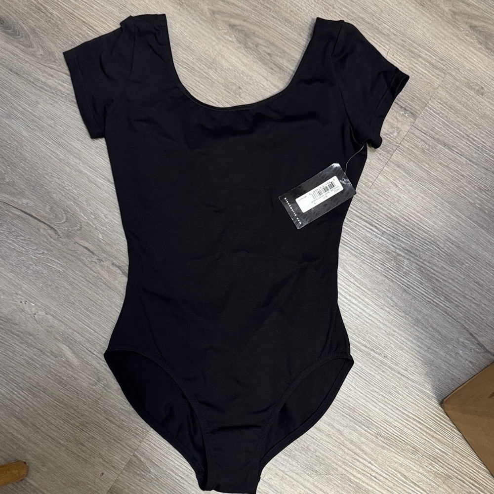 Bloch Black Short Sleeve Scoop Neck Bodysuit